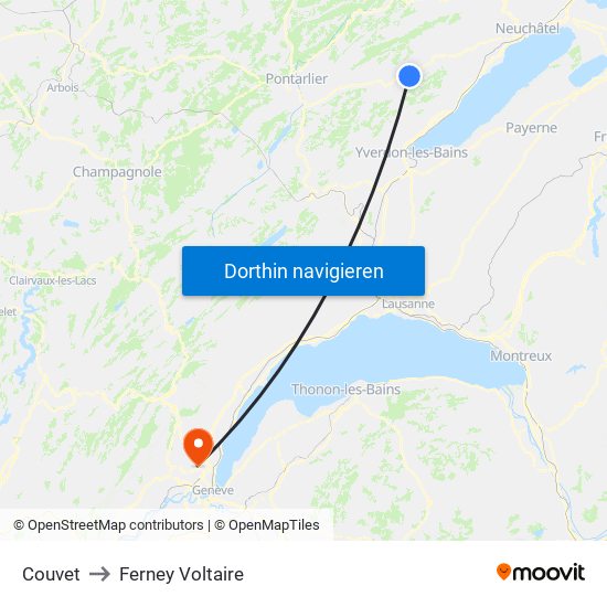 Couvet to Ferney Voltaire map