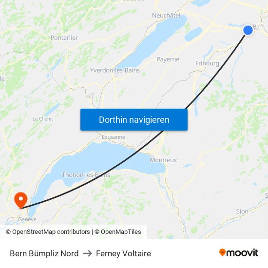 Bern Bümpliz Nord to Ferney Voltaire map