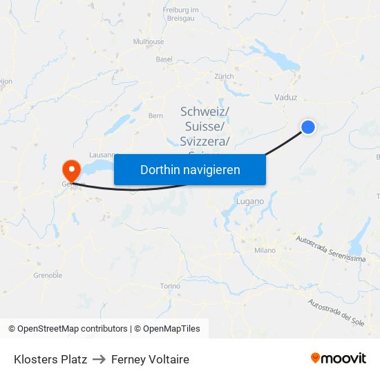 Klosters Platz to Ferney Voltaire map