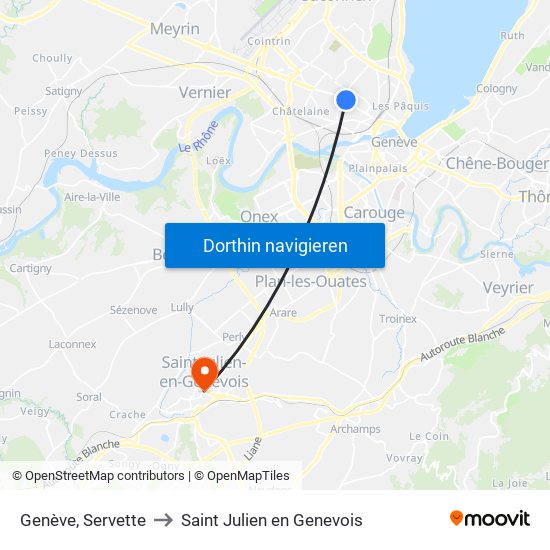 Genève, Servette to Saint Julien en Genevois map