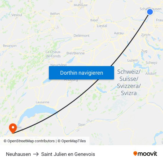 Neuhausen to Saint Julien en Genevois map