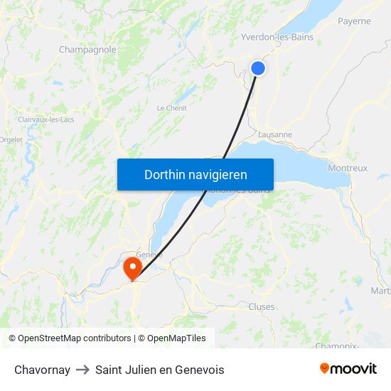 Chavornay to Saint Julien en Genevois map