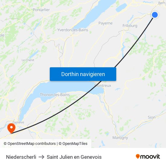 Niederscherli to Saint Julien en Genevois map