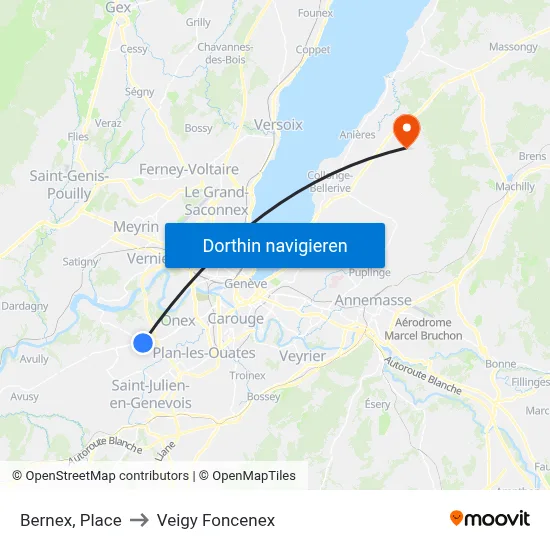 Bernex, Place to Veigy Foncenex map
