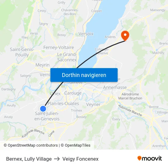 Bernex, Lully Village to Veigy Foncenex map