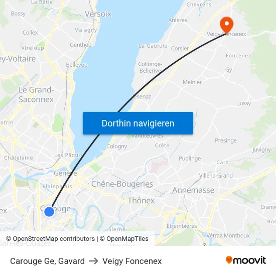Carouge Ge, Gavard to Veigy Foncenex map