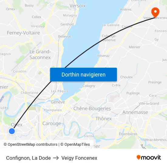 Confignon, La Dode to Veigy Foncenex map