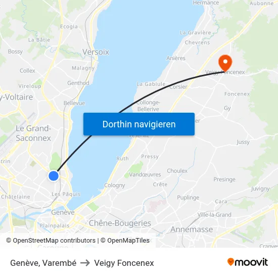 Genève, Varembé to Veigy Foncenex map