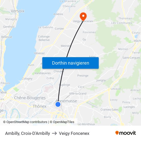 Ambilly, Croix-D'Ambilly to Veigy Foncenex map