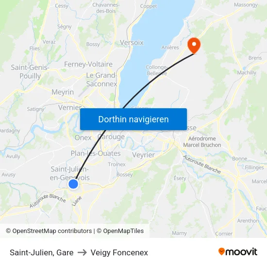 Saint-Julien, Gare to Veigy Foncenex map
