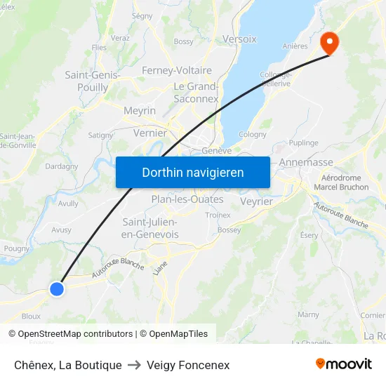 Chênex, La Boutique to Veigy Foncenex map