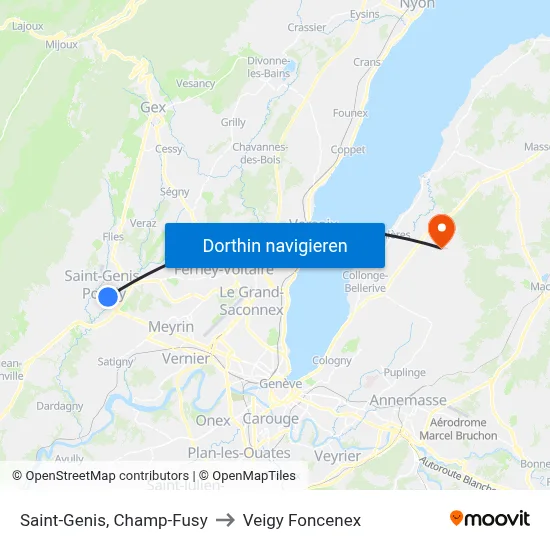 Saint-Genis, Champ-Fusy to Veigy Foncenex map