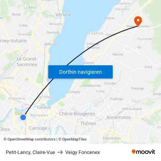 Petit-Lancy, Claire-Vue to Veigy Foncenex map