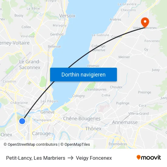 Petit-Lancy, Les Marbriers to Veigy Foncenex map