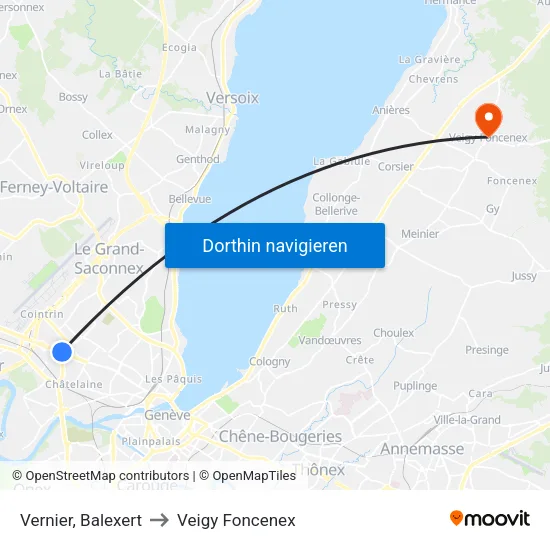 Vernier, Balexert to Veigy Foncenex map