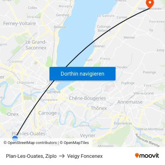 Plan-Les-Ouates, Ziplo to Veigy Foncenex map