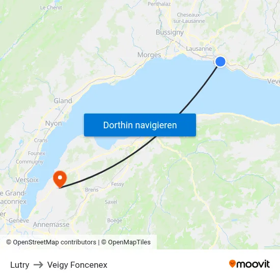 Lutry to Veigy Foncenex map