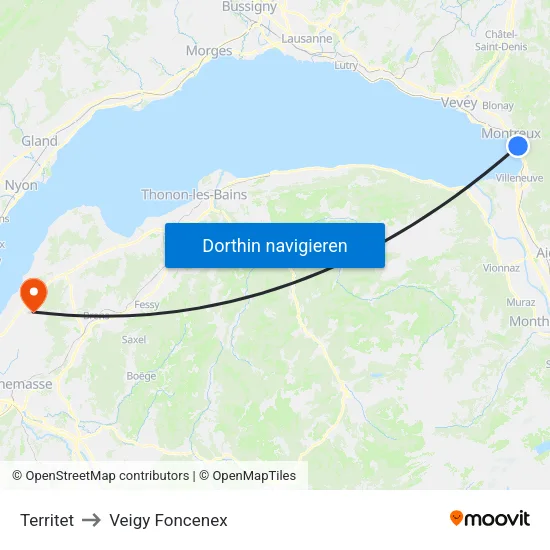 Territet to Veigy Foncenex map