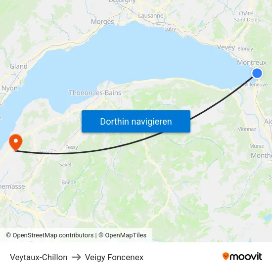 Veytaux-Chillon to Veigy Foncenex map