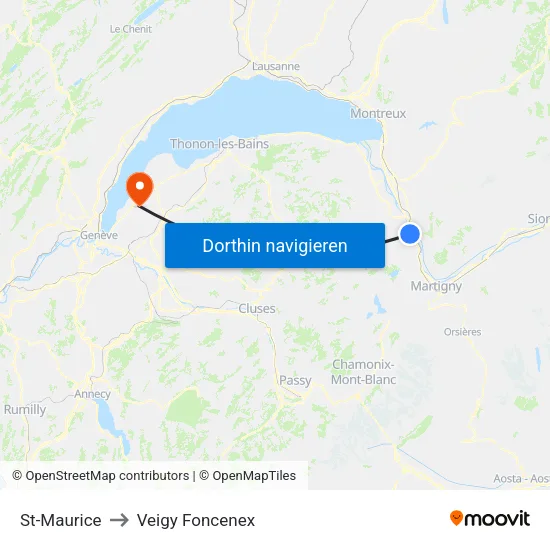 St-Maurice to Veigy Foncenex map