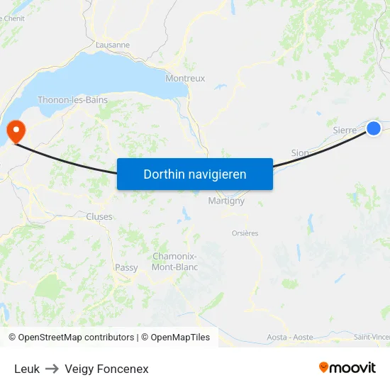 Leuk to Veigy Foncenex map