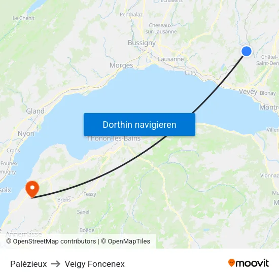 Palézieux to Veigy Foncenex map