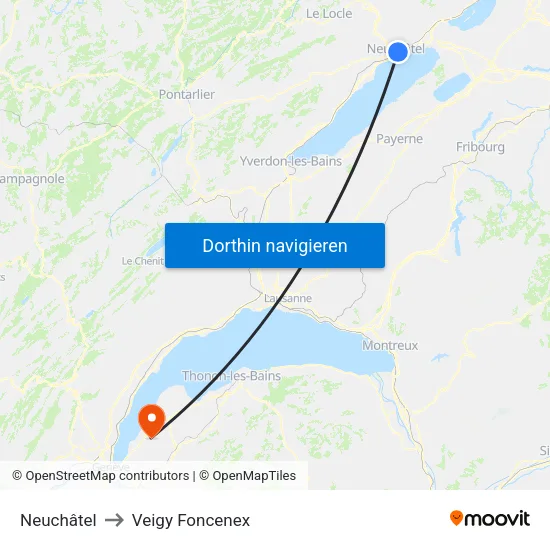 Neuchâtel to Veigy Foncenex map