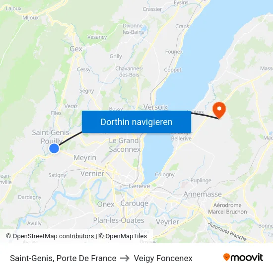 Saint-Genis, Porte De France to Veigy Foncenex map