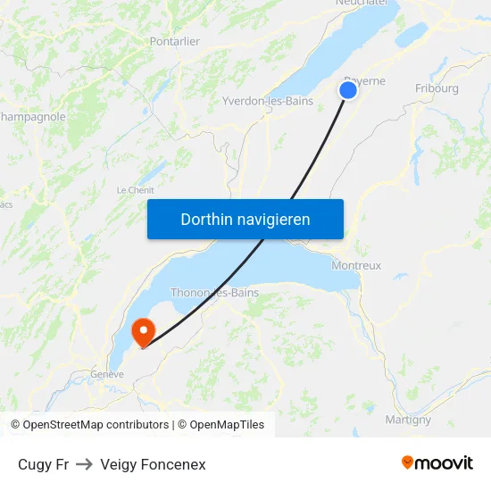Cugy Fr to Veigy Foncenex map