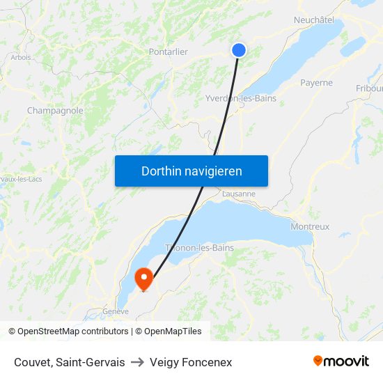 Couvet, Saint-Gervais to Veigy Foncenex map