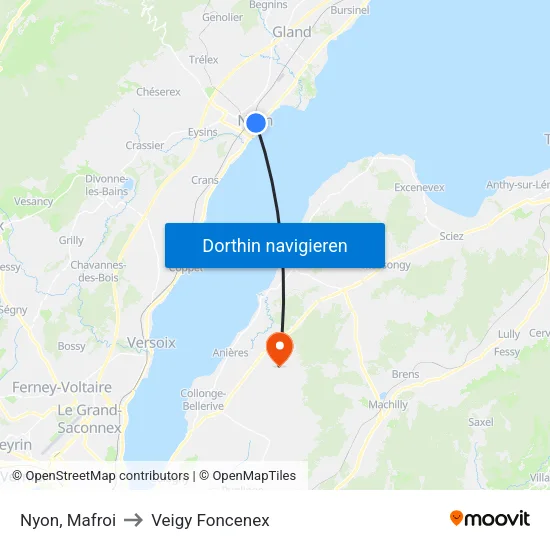 Nyon, Mafroi to Veigy Foncenex map