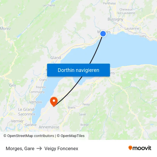 Morges, Gare to Veigy Foncenex map