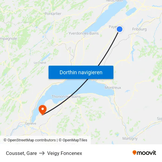 Cousset, Gare to Veigy Foncenex map