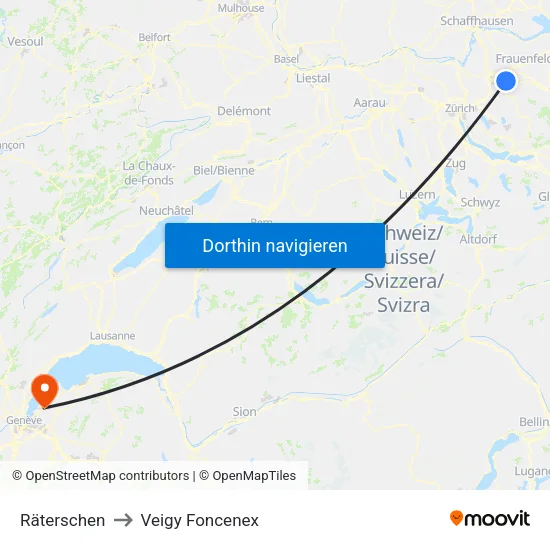 Räterschen to Veigy Foncenex map
