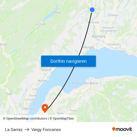 La Sarraz to Veigy Foncenex map