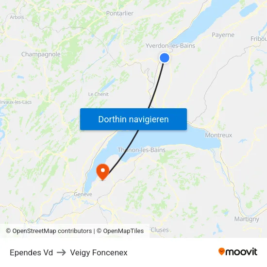 Ependes Vd to Veigy Foncenex map