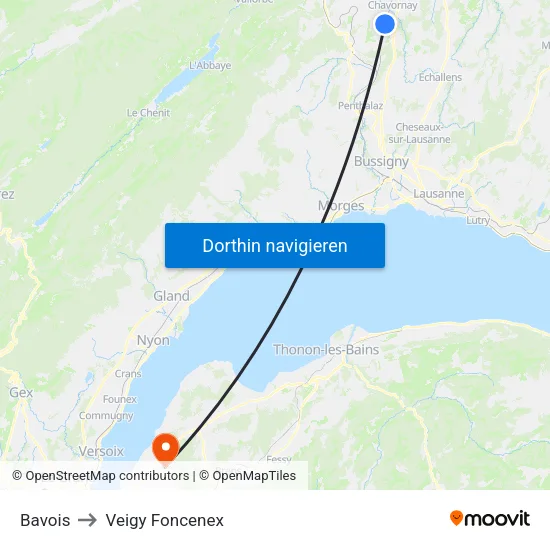 Bavois to Veigy Foncenex map