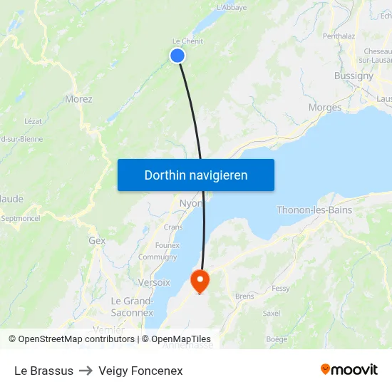 Le Brassus to Veigy Foncenex map
