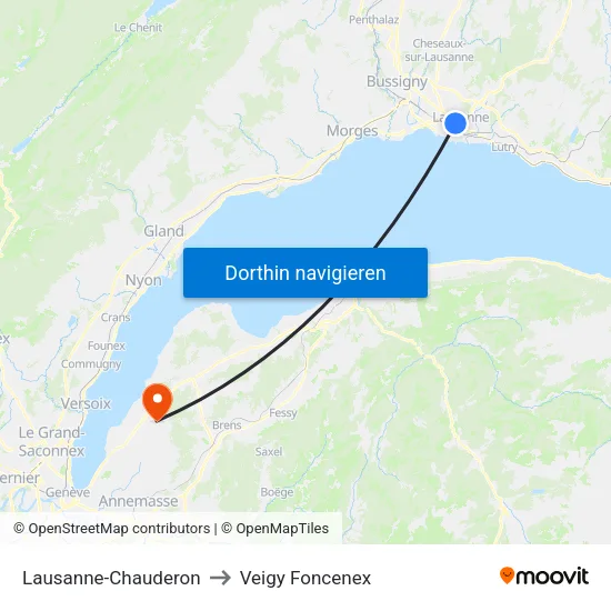 Lausanne-Chauderon to Veigy Foncenex map