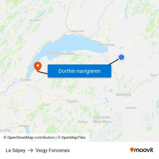 Le Sépey to Veigy Foncenex map
