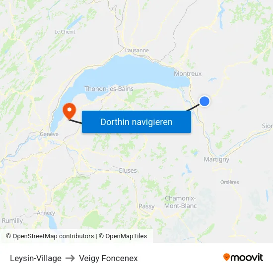 Leysin-Village to Veigy Foncenex map