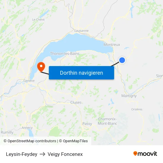 Leysin-Feydey to Veigy Foncenex map