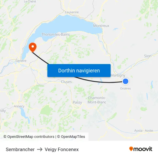 Sembrancher to Veigy Foncenex map