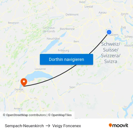 Sempach-Neuenkirch to Veigy Foncenex map