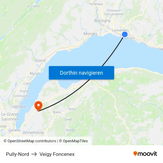 Pully-Nord to Veigy Foncenex map