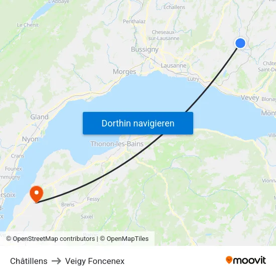 Châtillens to Veigy Foncenex map