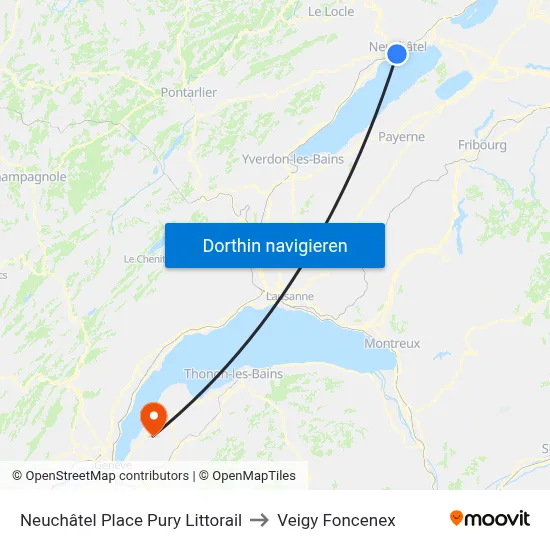 Neuchâtel Place Pury Littorail to Veigy Foncenex map