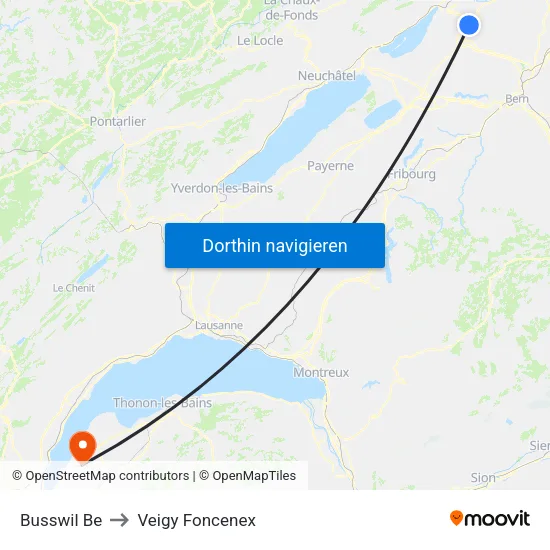 Busswil Be to Veigy Foncenex map