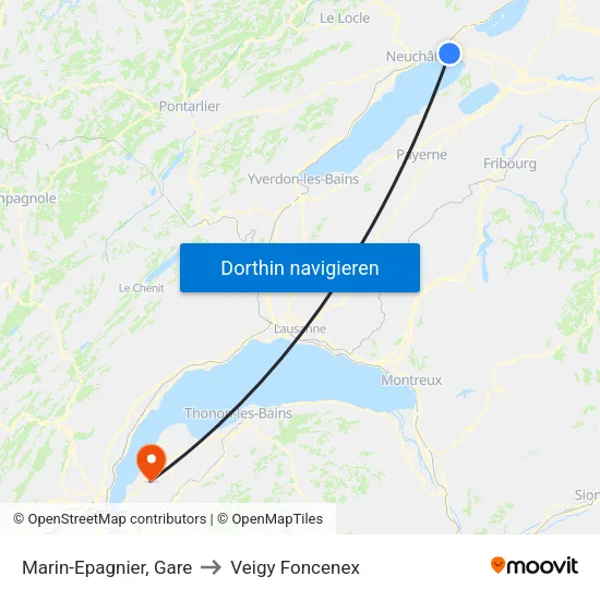 Marin-Epagnier, Gare to Veigy Foncenex map