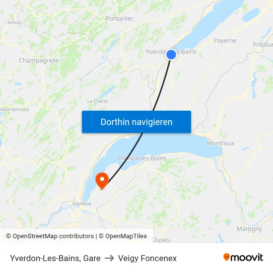 Yverdon-Les-Bains, Gare to Veigy Foncenex map